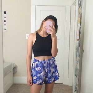 Vintage Purple Hawaiian Flowy Casual Shorts